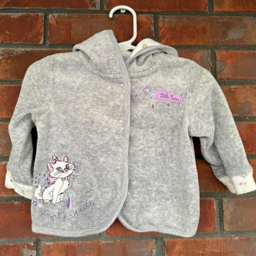 Disney Gray Baby Girls Jacket Hoodie with Purple Accents Marie Aristocrats y2K